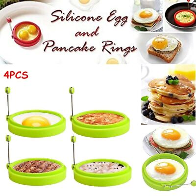 #ad 4PCS NEW Egg Fried Mold Silicone Ring Pancake Silica Gel Kitchen Cooking Tool US $6.93