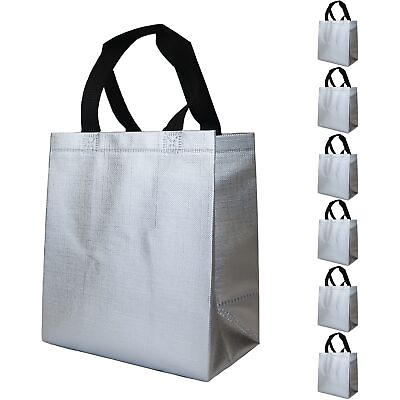 #ad #ad 6 Pcs Silver Gift Bags Medium Size Shine Reusable Gift Bags with Handles Meta... $16.49