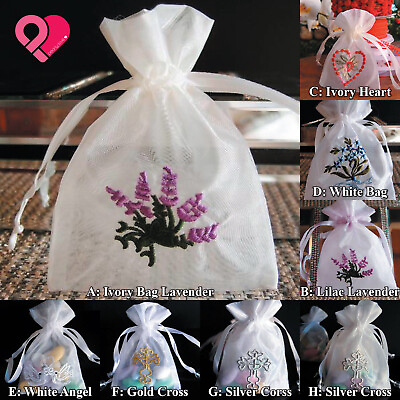 #ad Embroidery Organza Wedding Party Favor Gift Nylon Bag Pouch Lavender Cross Angel $52.99