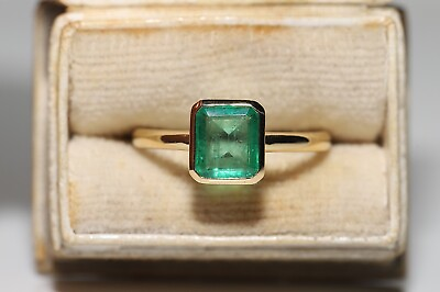 #ad New Made 18k Gold Natural Colombian Emerald Decorated Engagement Solitaire Ring $1329.05