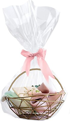 #ad Clear Cellophane Gift Bags for Wrapping Baskets 20 Pack 24” x 30” Cellophane Bag $14.49