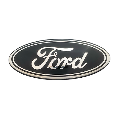 #ad Premium Logo 7quot; Emblem: BLACK w Silver Edge Oval Chrome Logo for Ford Grille $21.00