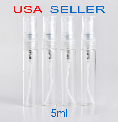 4 Perfume Atomizer Bottles 5ml Glass Pump Travel Portable Refillable Spray Case $4.99