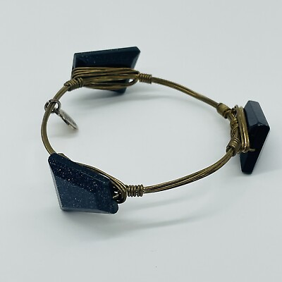 #ad Bourbon and Boweties Bangle Bracelet Bronze Wire Black Sparkle Jewelry 7 1 2quot; $4.99