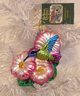 #ad 2002 OLD WORLD CHRISTMAS MAGNIFICENT HUMMINGBIRD BLOWN GLASS ORNAMENT NEW $18.99