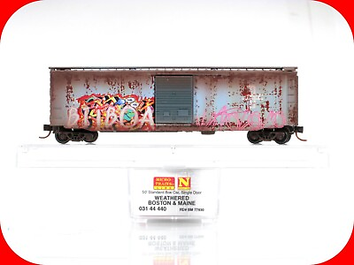 #ad N Scale ***BOSTON amp; MAINE*** Graffiti Box Car MICRO TRAINS 03144440 $36.99