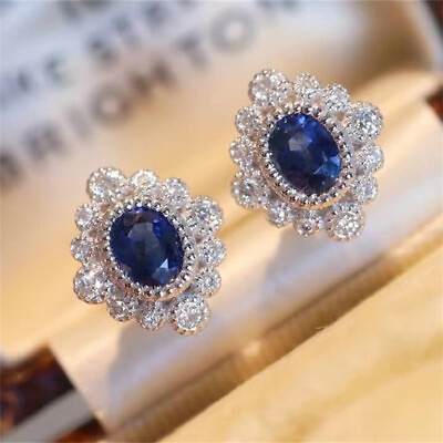#ad Elegant 925 Silver Filled Stud Earring Women Cubic Zircon Wedding Jewelry Gift C $3.44