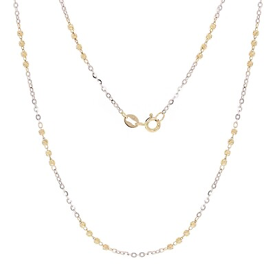 #ad Italian 14k Two Tone Gold Diamond Cut Ball Bead Chain Necklace 16quot; 2.3 grams $195.99