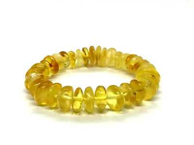 #ad Amber Bracelet Gift Yellow Genuine Natural Baltic Amber Lemon Beads 211g 3944 $71.38