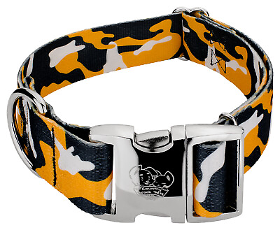 #ad Country Brook Petz® 1 1 2 Inch Premium Black and Gold Camo Dog Collar $15.98