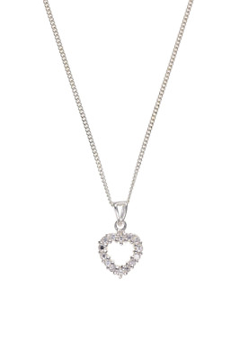#ad Silver Heart Pendant Necklace Sparkly Gemstone 18 x 10mm 925 Hallmark $55.51