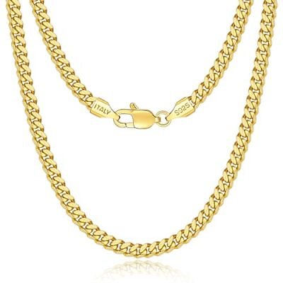 #ad 18K Real Gold Chain Necklace for Men Boys Women 4mm Men#x27;s Gold Chain Necklac... $36.48