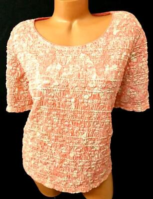 #ad East 5th pink beige lace panel lined stretch short sleeve plus top 3X $13.99