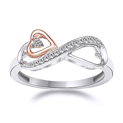 #ad 0.15 Ct Infinity Heart Anniversary Ring Simulated Diamond 14K White Gold Plated $32.39