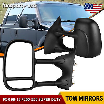 #ad Pair Manual Telescoping Tow Mirrors for 1999 2016 Ford F250 F550 Super Duty $81.09
