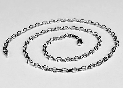 #ad 14k White Gold Oval Cable ROLO Link Pendant Chain Necklace 24quot; 2.3 mm 2.9 grams $350.00