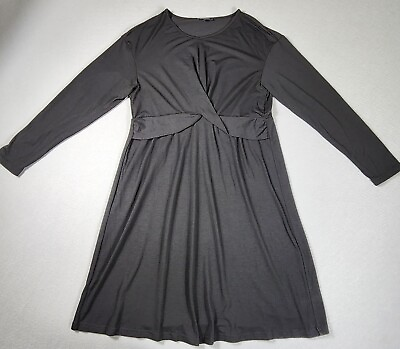 #ad Long Sleeve Short A Line Dress Flowy Soft Feel Womens Size Large Black $13.50
