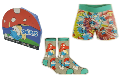 #ad Smurfs Boxer Briefs amp; Socks in Gift Box Men#x27;s Size S XL Underwear L7 MP $17.99