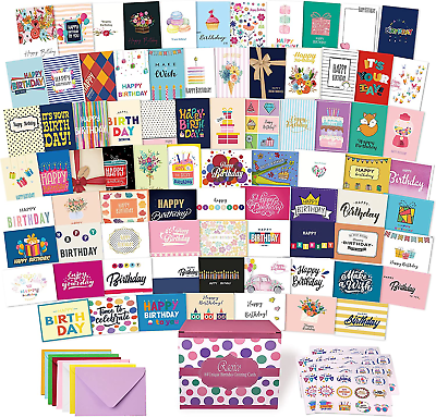 80 Unique Birthday Cards Happy Birthday Cards Bulk with Greetings $38.31