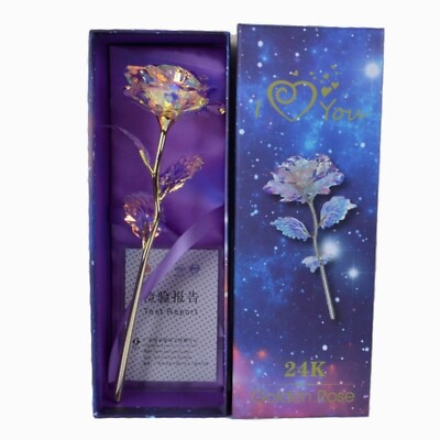 #ad Galaxy Mother#x27;s Day Gift Rose Luminous Flower Gold With Base Love Valentine#x27;s $10.19