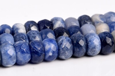 #ad Natural Sodalite Beads Grade AAA Faceted Rondelle Loose Beads 6x4MM 8x5MM 10x6MM $8.99