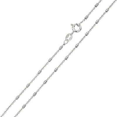 #ad Sterling Silver Rhodium Finish Diamond Cut 1.2mm Tube Link Chain Necklace $14.99
