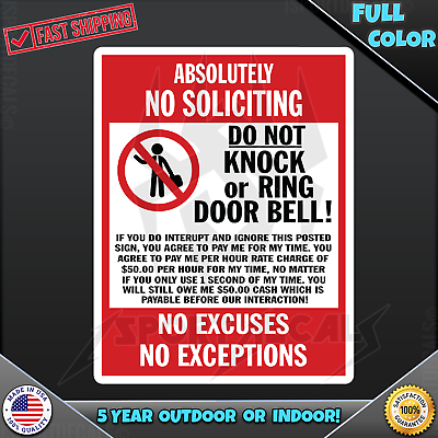 #ad NO SOLICITING CHARGING Door Window Easy Peel amp; Stick VINYL DECAL STICKER 076 $5.29