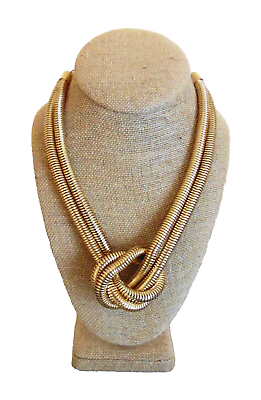 #ad Vintage 2 Strand Snake Chain Knotted Pendant Choker Gold Tone Necklace L16quot; $19.99
