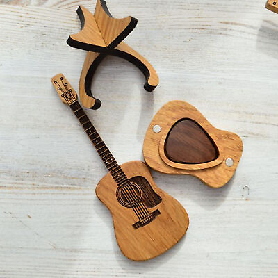 #ad Guitar Pick Wooden Guitar Picks Holder Guitar Pick Box Gifts Case Portable $14.14