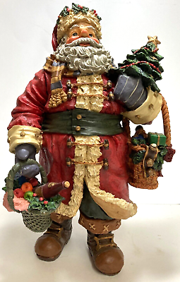 #ad Jolly Santa Claus. approx. 12quot; tall Holding 2 baskets of goodies and a tree. $49.92