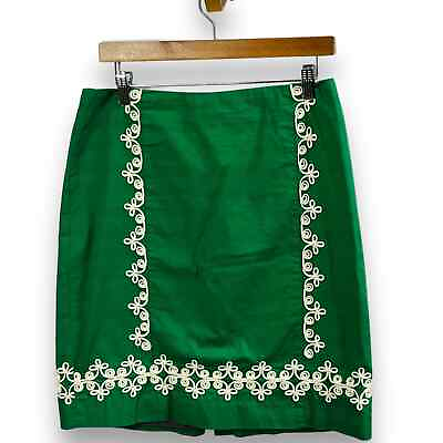#ad Boden Skirt Womens Size 12 Seville Soutache Pencil Sapling Green Cotton Cottage $32.98