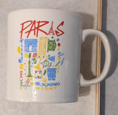 #ad White Coffee Cup Medium with a Paris Night Motif Staffordshire Tableware $8.77