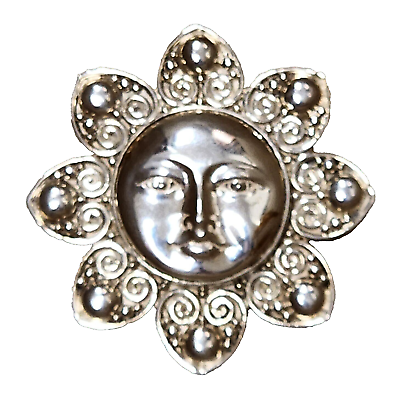 #ad Large Sajen 925 Sterling Silver Sun Moon Face Convertible Brooch Pendant 2quot; 37g $150.00