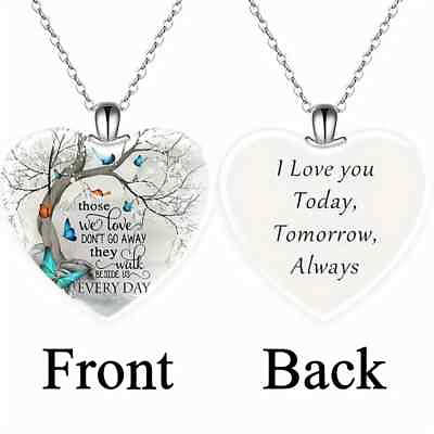 #ad #ad Memorial Butterfly Love Theme Pendant Necklace Women Crystal Jewelry Heart Shape $13.98