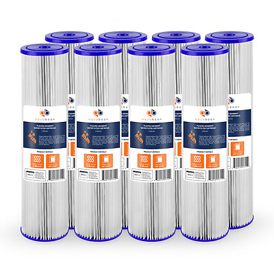 #ad 8PK of Big Blue 5µm Pleated Washable Sediment Water Filter 20quot;x4.5quot; by Aquaboon $142.00