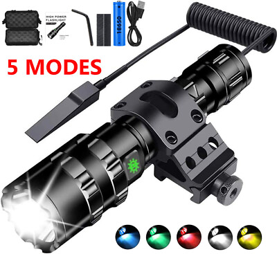 #ad 150000Lumen Rechargeable L2 LED Flashlight Tactical Light Rail Mount Hunting $21.99