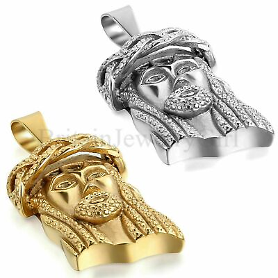 #ad Men#x27;s Jesus Piece Charm Pendant Silver Gold Tone Stainless Steel Chain Necklace $9.09