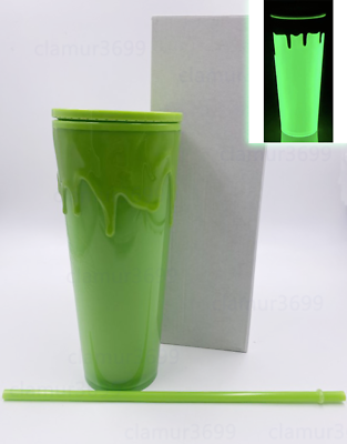 #ad 24oz Halloween Slime Green Glow in the Dark Tumbler Cup Party Christmas 2023 $21.45