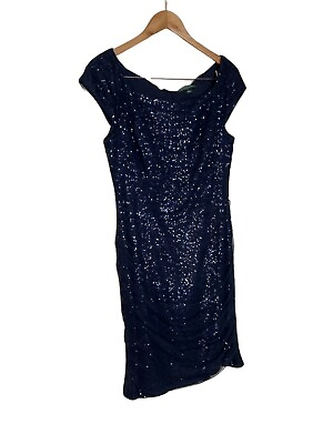 #ad Lauren By Ralph Lauren Evening Collection Blue Sequin Dress 10 $65.00
