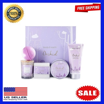 Spa Gift Sets for Women 5 Pcs Orchid Scent Bath and Body Holiday Mothers Day Gi $23.99