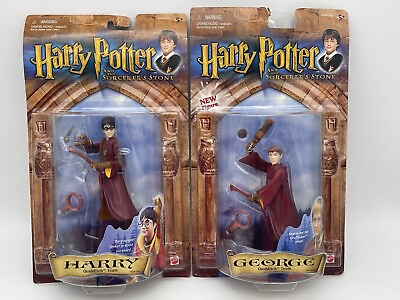 #ad Harry Potter amp; George Quidditch Action Figures Lot Sorcerer#x27;s Stone 2001 Mattel $22.49