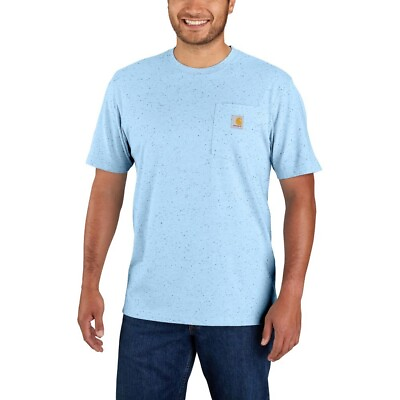 #ad Carhartt SS Tee Shirt Pocket Loose Fit Moonstone Blue Nep K87 Mens Sz S NWT $14.99