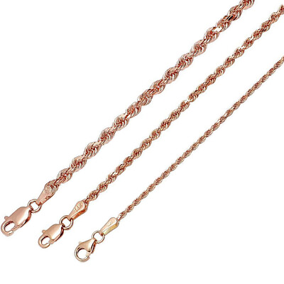 #ad 14k Solid Rose Gold Rope Chain Necklace 1.5mm 2.5mm Men#x27;s Women Size 16quot; 30quot; $362.75