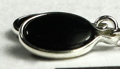 #ad BLACK ONYX 8x6mm Sterling Silver Threader Earrings Handmade • SE005 $90.98