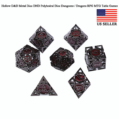 #ad Hollow Damp;D Metal Dice DND Polyhedral Dice Dungeons Dragons RPG MTG Table Games $23.19
