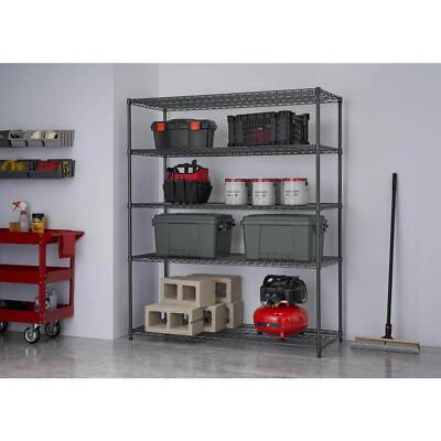 #ad TRINITY Wire Shelving Unit 72quot;x 60quot; x 24quot; Garage Storage 5 Tier Steel Wire Black $321.75