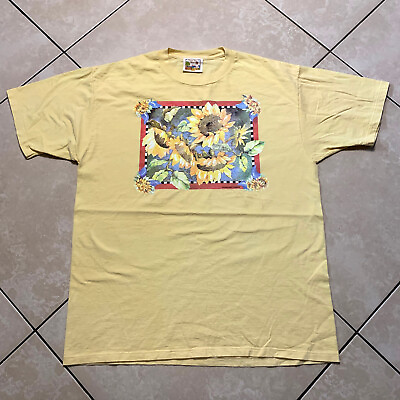 #ad Vintage 90s Packing Crate Classics Sunflower Art T Shirt XL VTG Garden USA Rare $14.95
