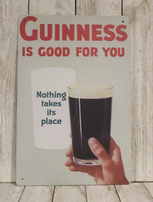 #ad Guinness Beer Tin Sign Metal Poster Bar Irish Pub Is Good for You Vintage Ad XZ $10.97