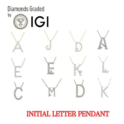 #ad IGI Certified Lab Grown Diamond Alphabet Initial Letter Necklace 14K Real Gold $554.99