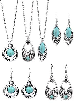 #ad #ad Vintage Bohemian Turquoise Necklace amp; Earrings Jewelry Sets $9.99